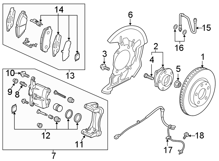 Diagram Front suspension. Brake components. for your 2017 Mazda CX-5   