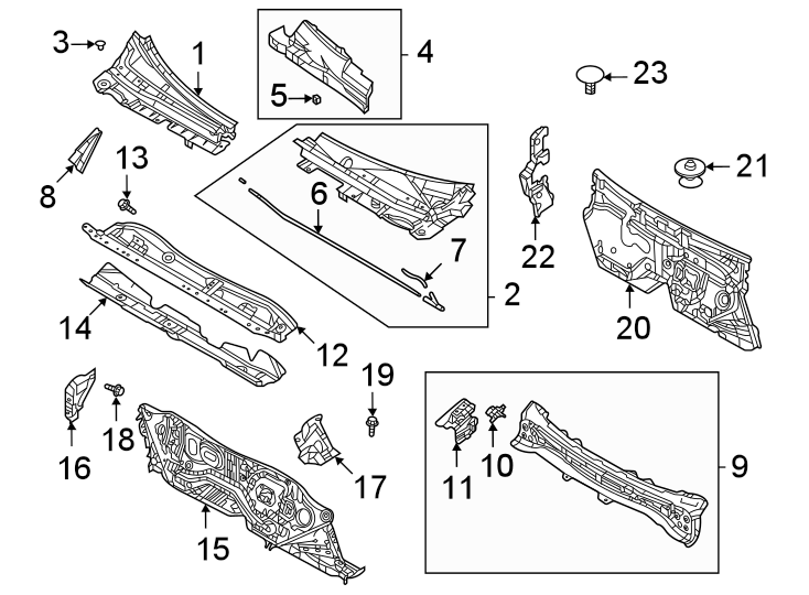 Diagram Cowl. for your 2020 Mazda 3   