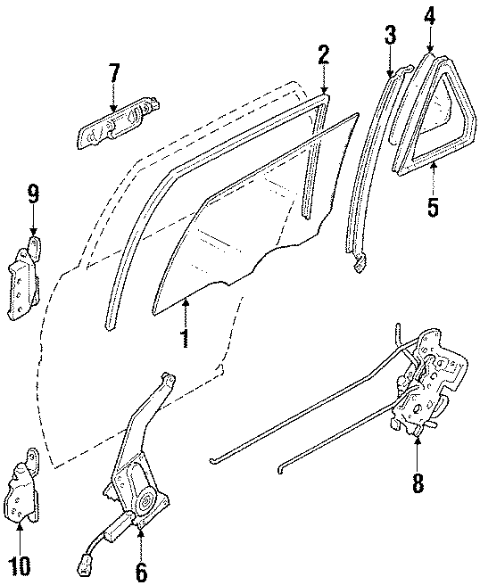 Diagram REAR DOOR. GLASS & HARDWARE. for your Mazda