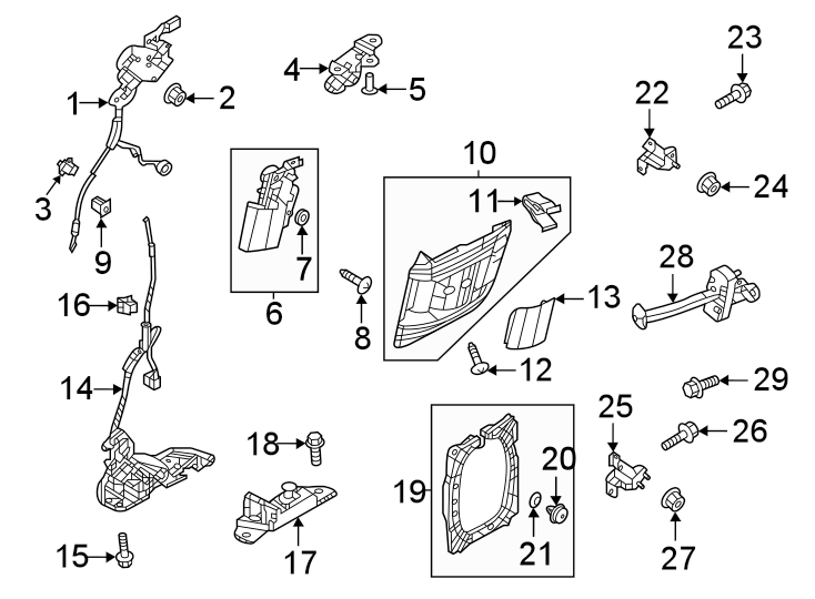 Diagram Rear door. Lock & hardware. for your 2020 Mazda MX-5 Miata  RF Grand Touring Convertible 