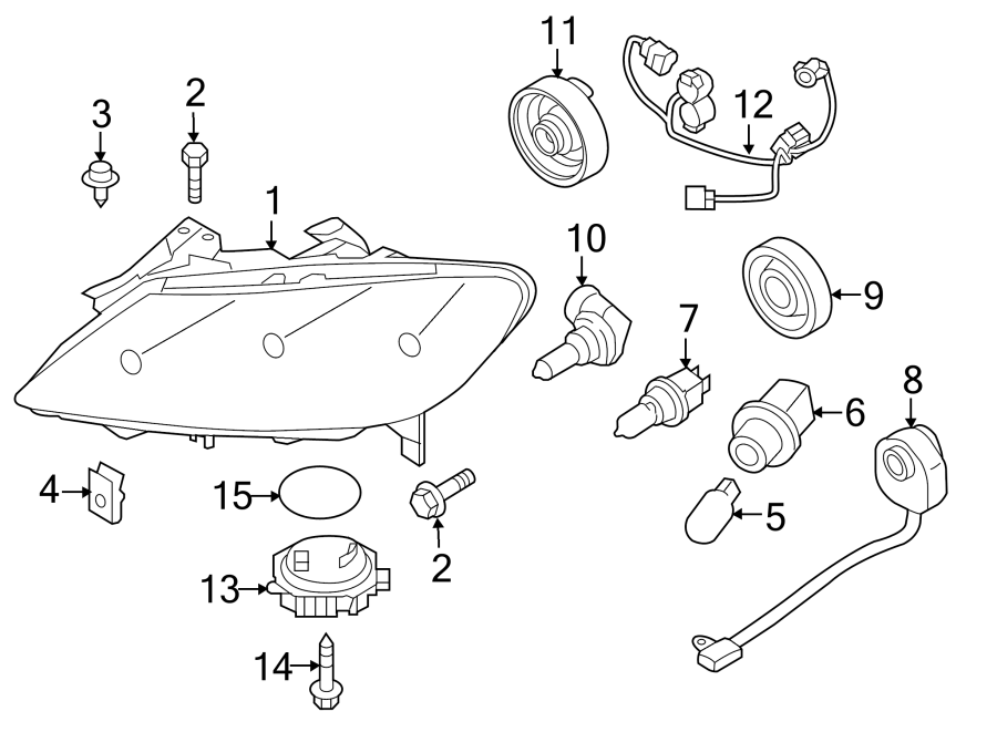 Diagram FRONT LAMPS. HEADLAMP COMPONENTS. for your 2018 Mazda 3  Sport Hatchback 