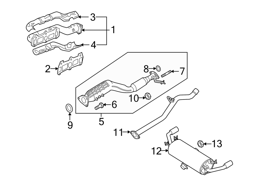 Diagram EXHAUST SYSTEM. EXHAUST COMPONENTS. for your Mazda