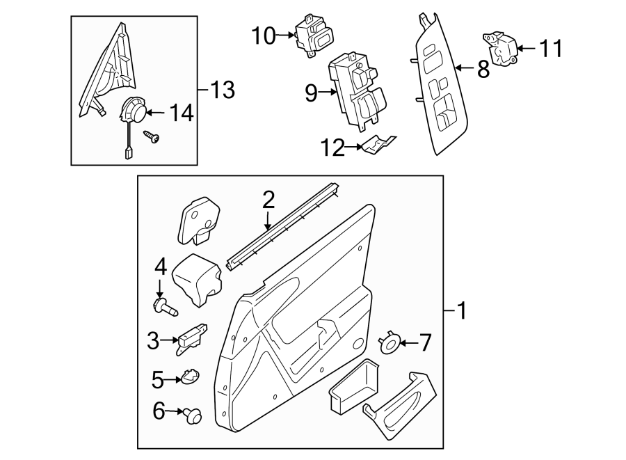 Diagram FRONT DOOR. INTERIOR TRIM. for your 2021 Mazda MX-5 Miata  Club Convertible 