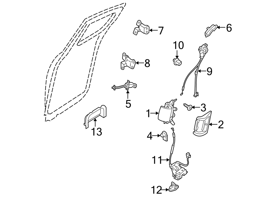 Diagram REAR DOOR. LOCK & HARDWARE. for your 2000 Mazda MPV   