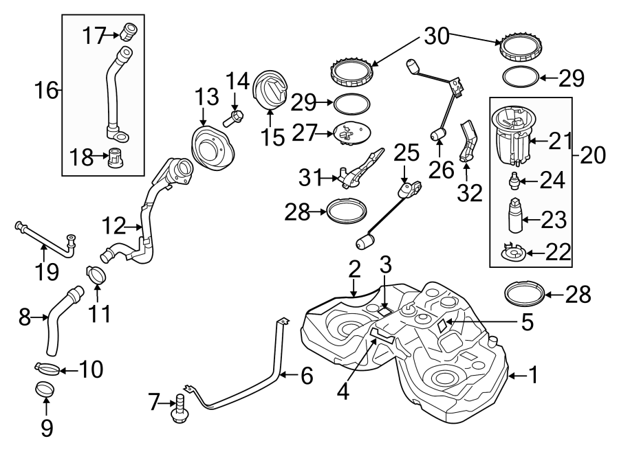 Diagram FUEL SYSTEM COMPONENTS. for your 2021 Mazda CX-5 2.5L SKYACTIV A/T AWD Carbon Edition Sport Utility 