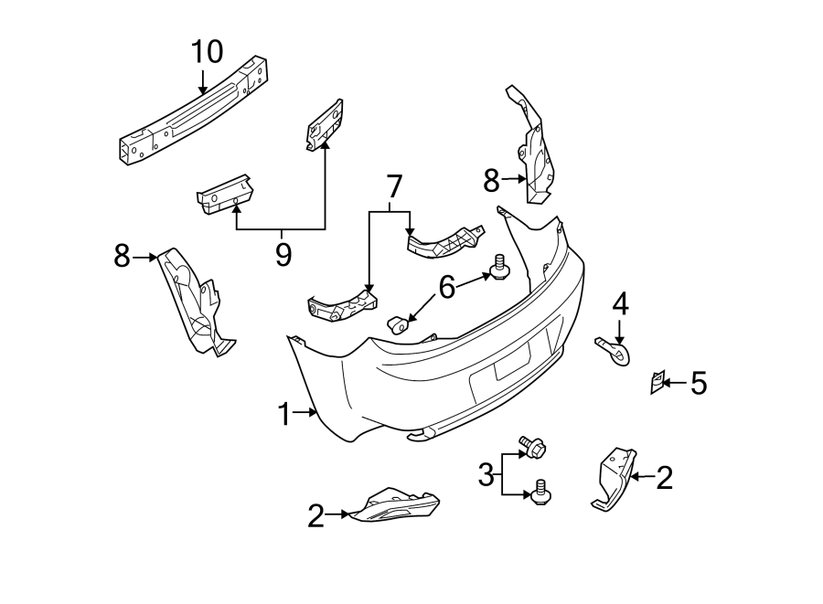 Diagram REAR BUMPER. BUMPER & COMPONENTS. for your 2010 Mazda MX-5 Miata  Grand Touring Convertible 