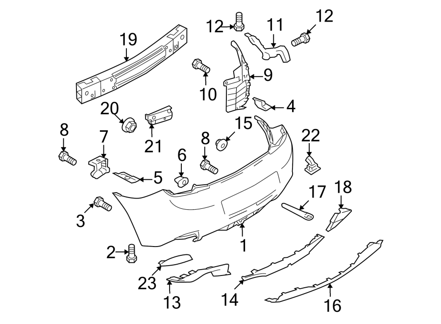 Diagram REAR BUMPER. BUMPER & COMPONENTS. for your 2010 Mazda MX-5 Miata  Grand Touring Convertible 