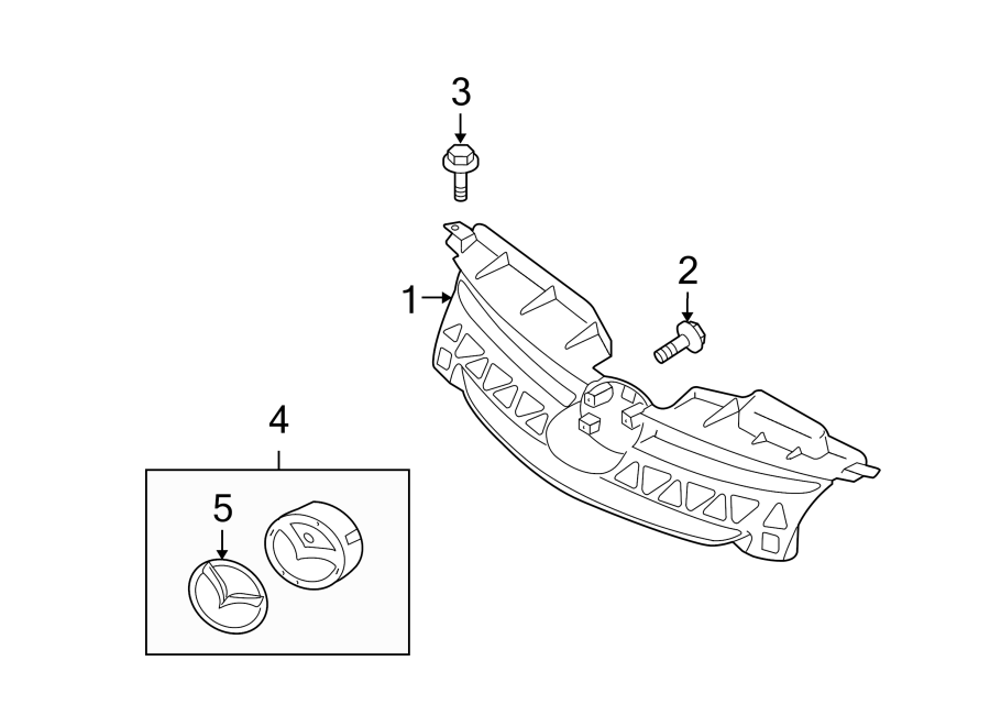 Diagram GRILLE & COMPONENTS. for your 2018 Mazda CX-5 2.5L SKYACTIV A/T FWD Grand Touring Sport Utility 