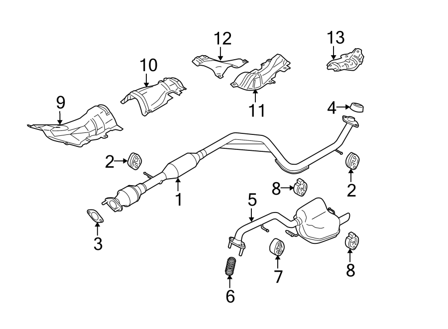 Diagram EXHAUST SYSTEM. EXHAUST COMPONENTS. for your Mazda 5  