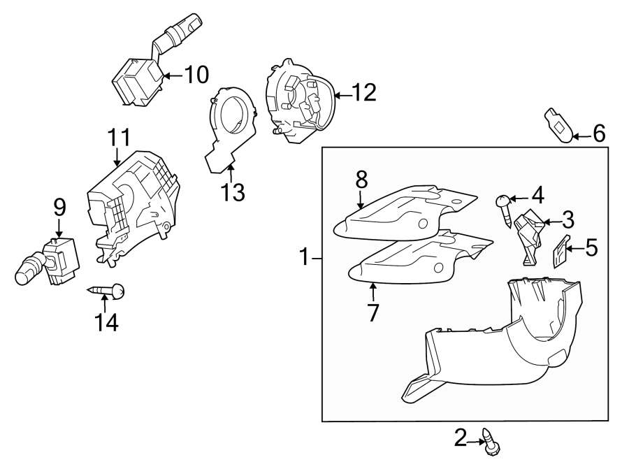 Diagram STEERING COLUMN. SHROUD. SWITCHES & LEVERS. for your 2021 Mazda MX-5 Miata  Club Convertible 