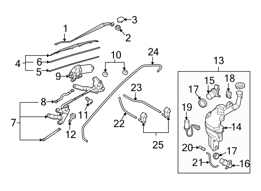 Diagram WINDSHIELD. WIPER & WASHER COMPONENTS. for your 2022 Mazda CX-5   