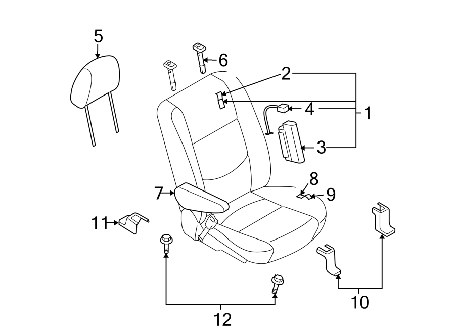 Diagram SEATS & TRACKS. FRONT SEAT COMPONENTS. for your 1992 Mazda B2600   