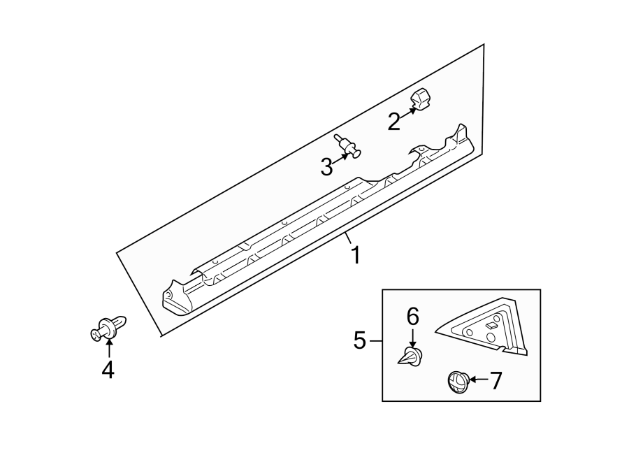 Diagram PILLARS. ROCKER & FLOOR. EXTERIOR TRIM. for your 2006 Mazda MX-5 Miata   