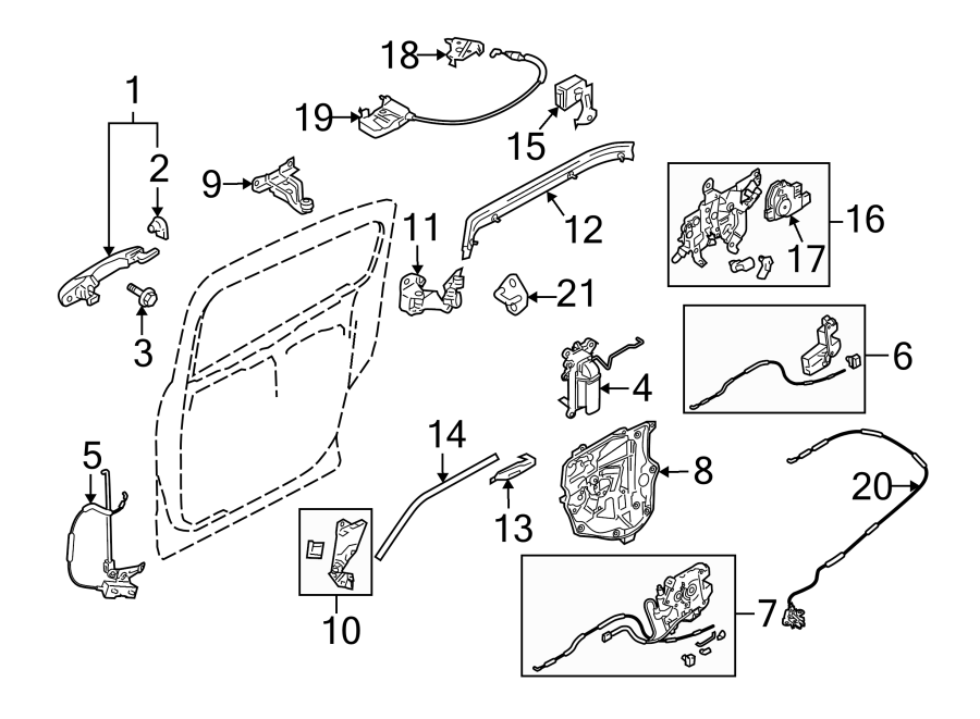 Diagram REAR DOOR. LOCK & HARDWARE. for your Mazda 626  