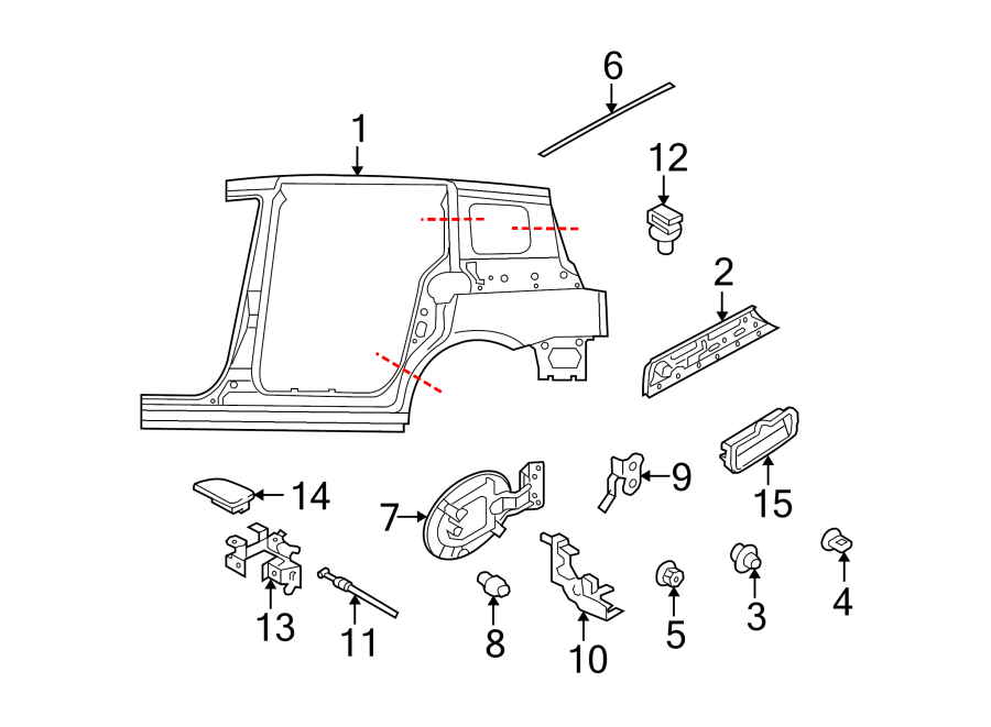 Diagram SIDE PANEL & COMPONENTS. for your 2022 Mazda CX-5 2.5L SKYACTIV A/T AWD 2.5 S Carbon Edition Sport Utility 