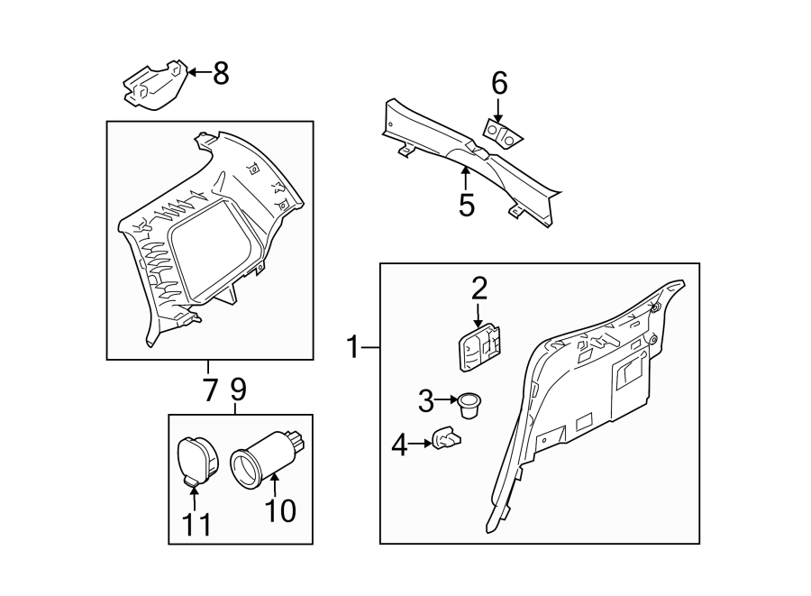 Diagram SIDE PANEL. INTERIOR TRIM. for your 2019 Mazda MX-5 Miata   