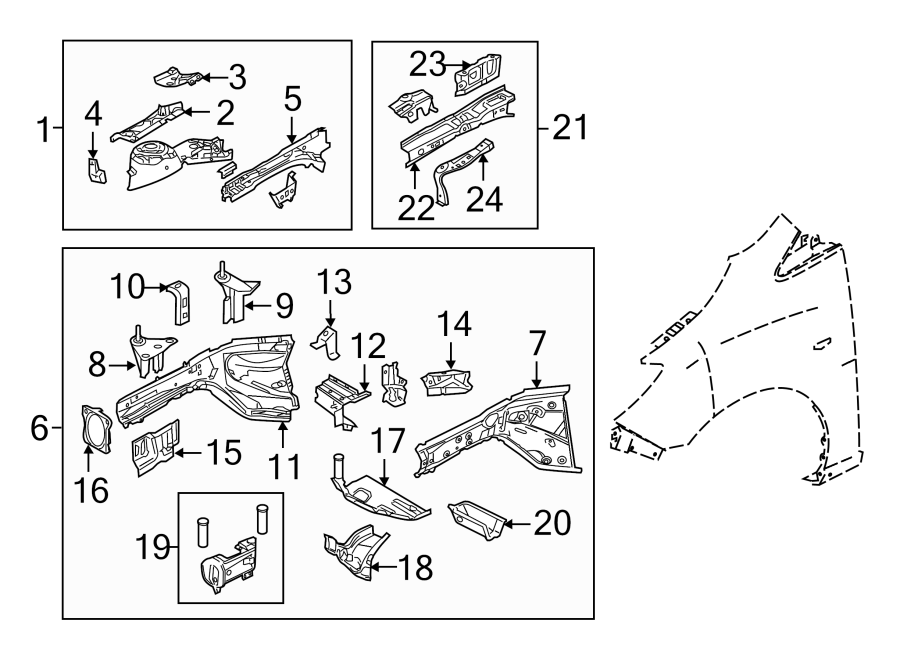 Diagram FENDER. STRUCTURAL COMPONENTS & RAILS. for your 2015 Mazda MX-5 Miata   