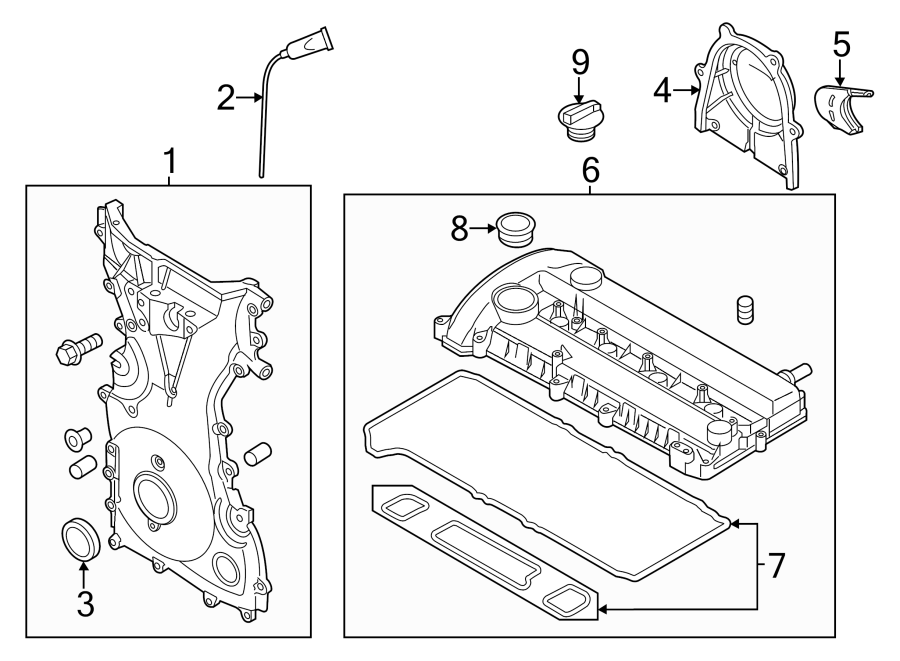 Diagram ENGINE / TRANSAXLE. VALVE & TIMING COVERS. for your Mazda 5  