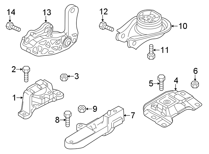 Diagram ENGINE / TRANSAXLE. ENGINE & TRANS MOUNTING. for your Mazda