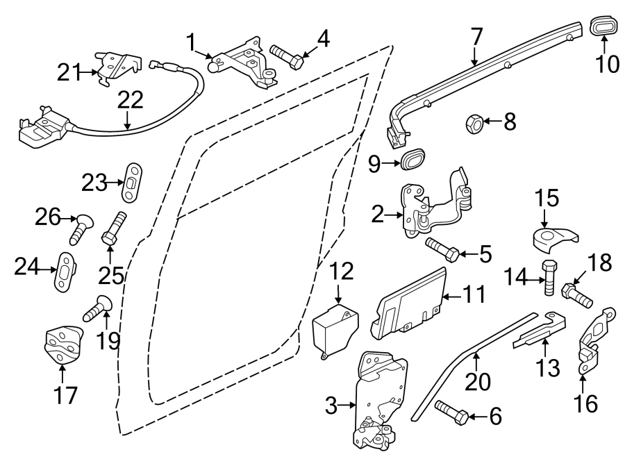 Diagram SIDE LOADING DOOR / SLIDING. DOOR HARDWARE. for your 2010 Mazda MX-5 Miata   