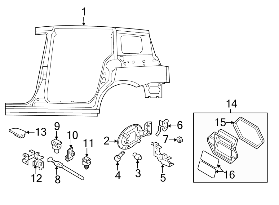 Diagram QUARTER PANEL. SIDE PANEL & COMPONENTS. for your 2022 Mazda CX-5 2.5L SKYACTIV A/T AWD 2.5 S Carbon Edition Sport Utility 