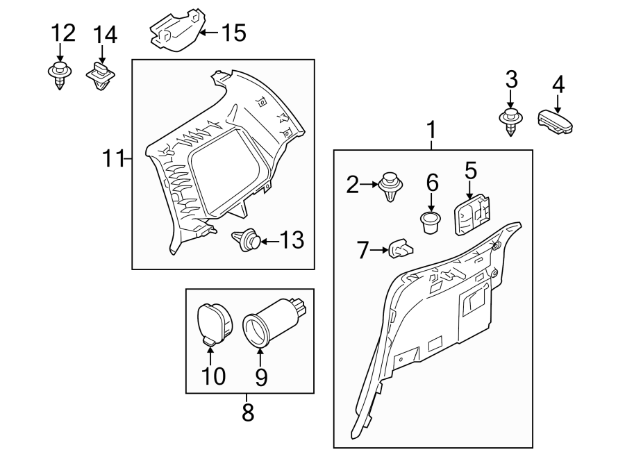 Diagram QUARTER PANEL. INTERIOR TRIM. for your 2019 Mazda MX-5 Miata   