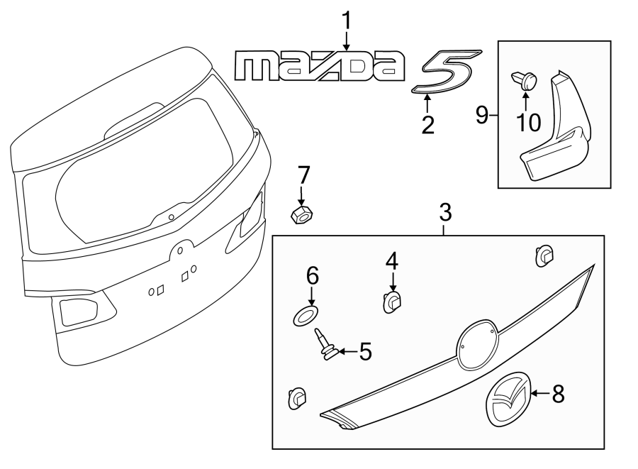 Diagram LIFT GATE. EXTERIOR TRIM. for your 2015 Mazda MX-5 Miata   