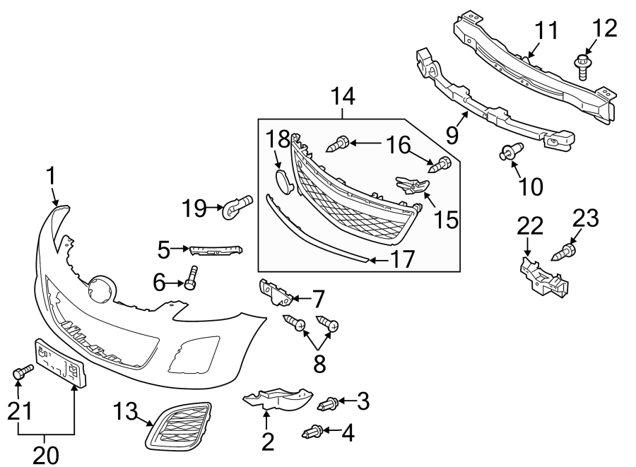 Diagram FRONT BUMPER. BUMPER & COMPONENTS. for your Mazda MX-5 Miata  