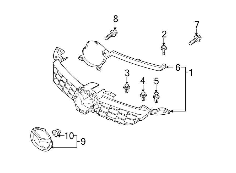 Diagram GRILLE & COMPONENTS. for your 2022 Mazda MX-5 Miata   