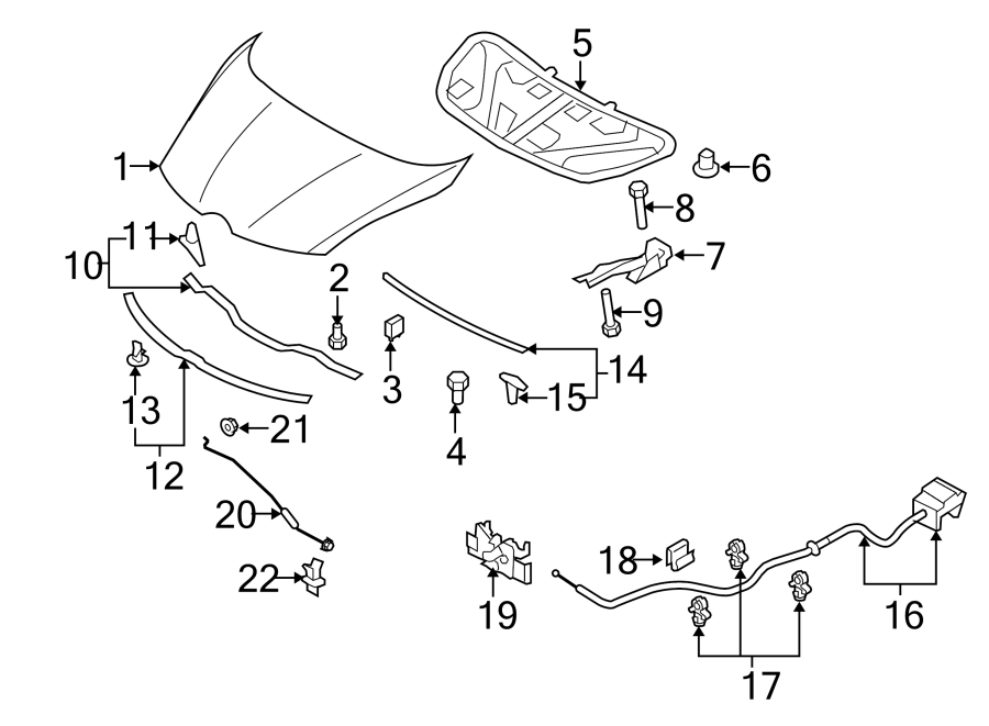 Diagram HOOD & COMPONENTS. for your Mazda