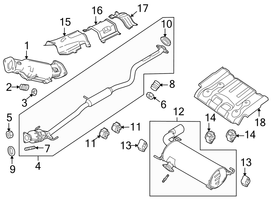 Diagram EXHAUST SYSTEM. EXHAUST COMPONENTS. for your Mazda