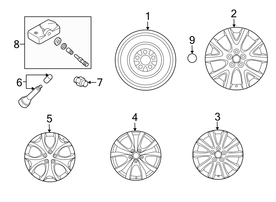 Diagram WHEELS. COVERS & TRIM. for your 2019 Mazda CX-5  Touring Sport Utility 