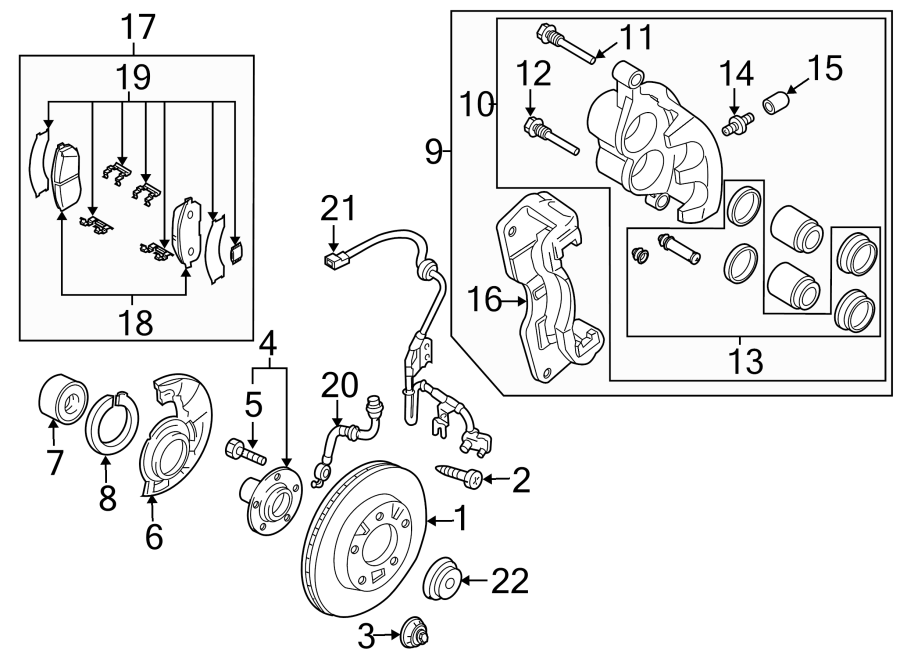 Diagram FRONT SUSPENSION. BRAKE COMPONENTS. for your 2014 Mazda CX-5  Grand Touring Sport Utility 