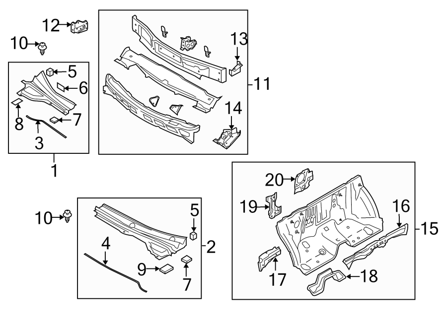 Diagram COWL. for your 1994 Mazda B3000   