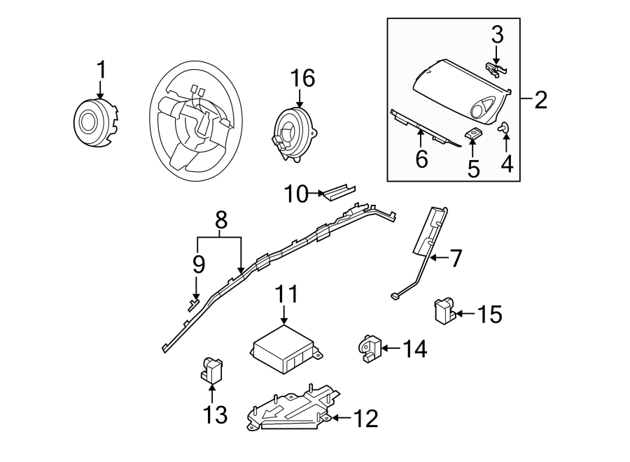 Diagram RESTRAINT SYSTEMS. AIR BAG COMPONENTS. for your Mazda