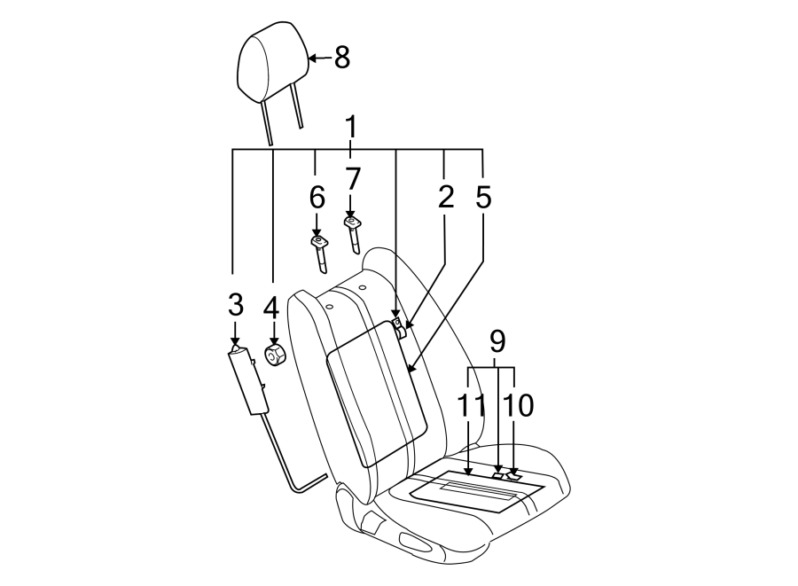 Diagram SEATS & TRACKS. FRONT SEAT COMPONENTS. for your 2022 Mazda CX-5 2.5L SKYACTIV A/T AWD 2.5 S Carbon Edition Sport Utility 