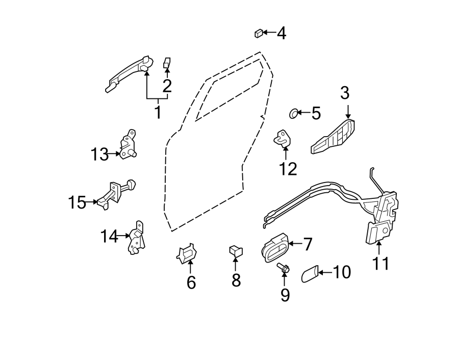 Diagram REAR DOOR. LOCK & HARDWARE. for your 1990 Mazda B2600   