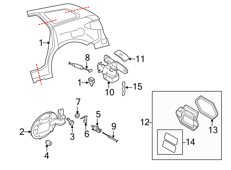 Diagram EXTERIOR TRIM. QUARTER PANEL & COMPONENTS. for your 2022 Mazda CX-5 2.5L SKYACTIV A/T AWD 2.5 S Carbon Edition Sport Utility 