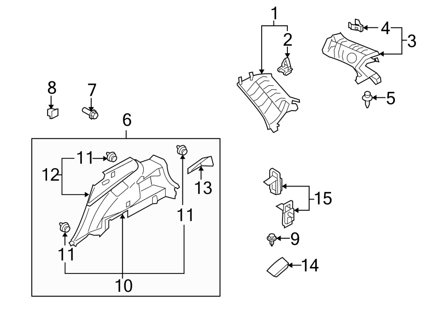 Diagram QUARTER PANEL. INTERIOR TRIM. for your Mazda