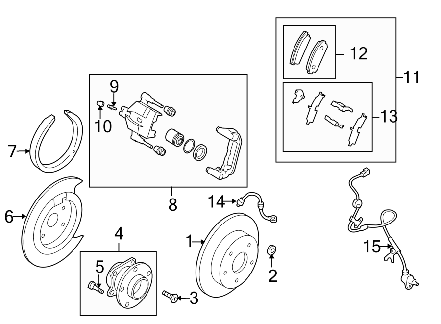 Diagram REAR SUSPENSION. BRAKE COMPONENTS. for your Mazda 3  