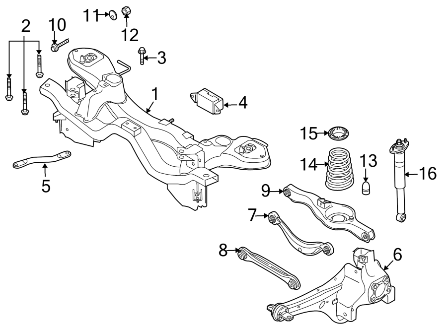 Diagram REAR SUSPENSION. SUSPENSION COMPONENTS. for your 1997 Mazda Protege  LX Sedan 