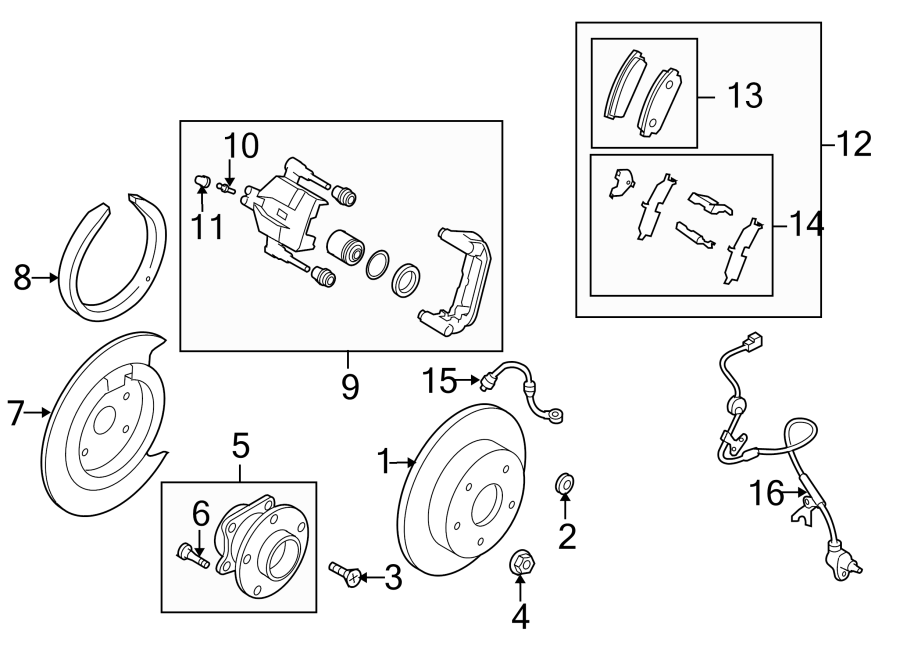 Diagram REAR SUSPENSION. BRAKE COMPONENTS. for your Mazda 6  