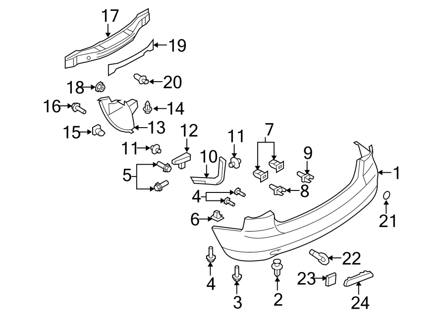 Diagram REAR BUMPER. BUMPER & COMPONENTS. for your Mazda