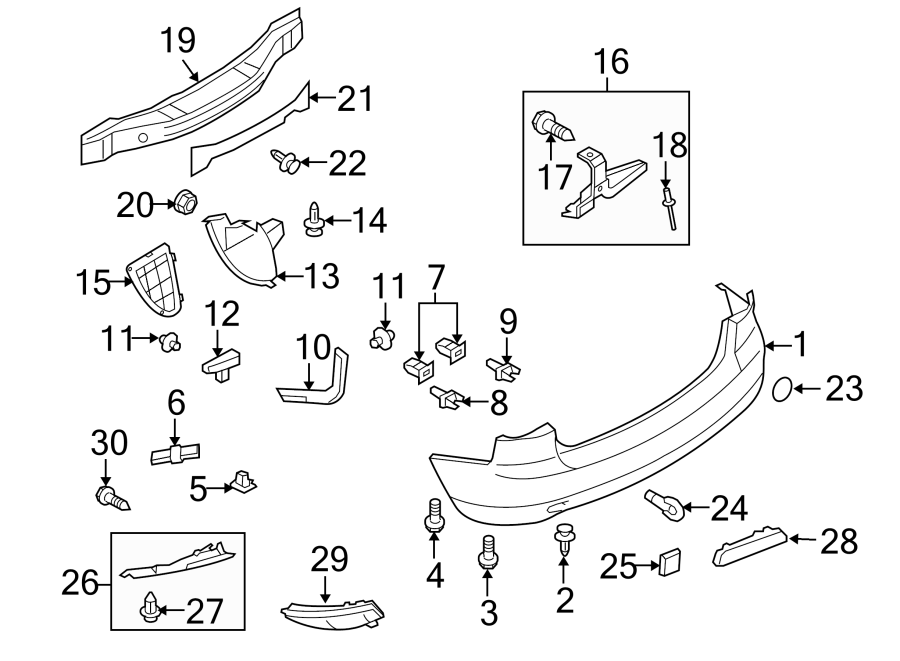 Diagram REAR BUMPER. BUMPER & COMPONENTS. for your 2020 Mazda MX-5 Miata   