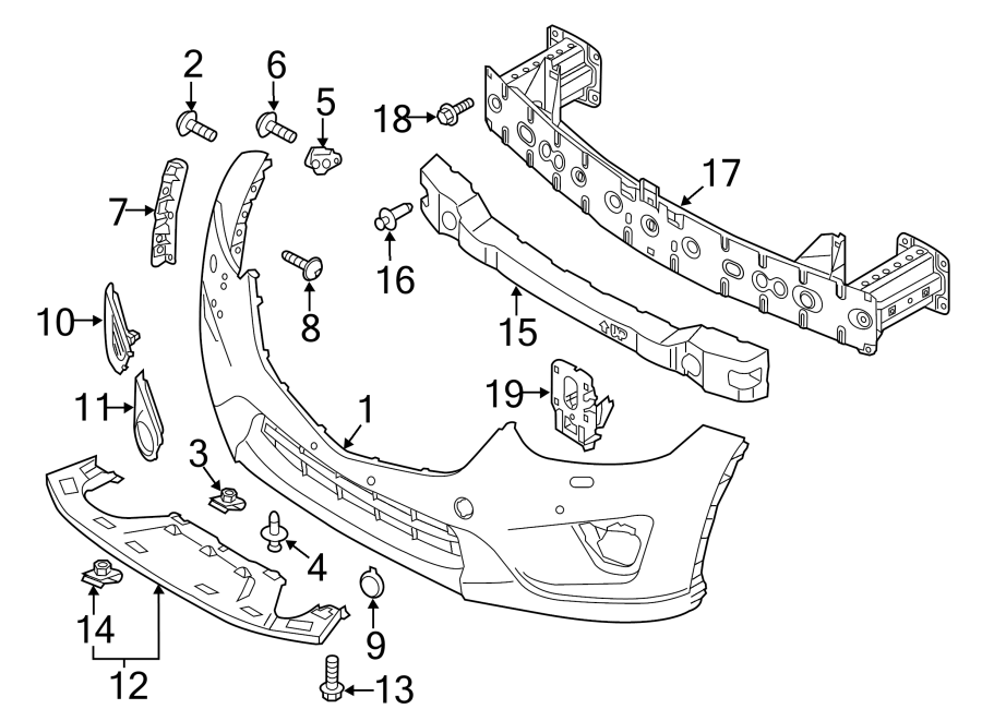 Diagram FRONT BUMPER & GRILLE. BUMPER & COMPONENTS. for your 1992 Mazda B2600   