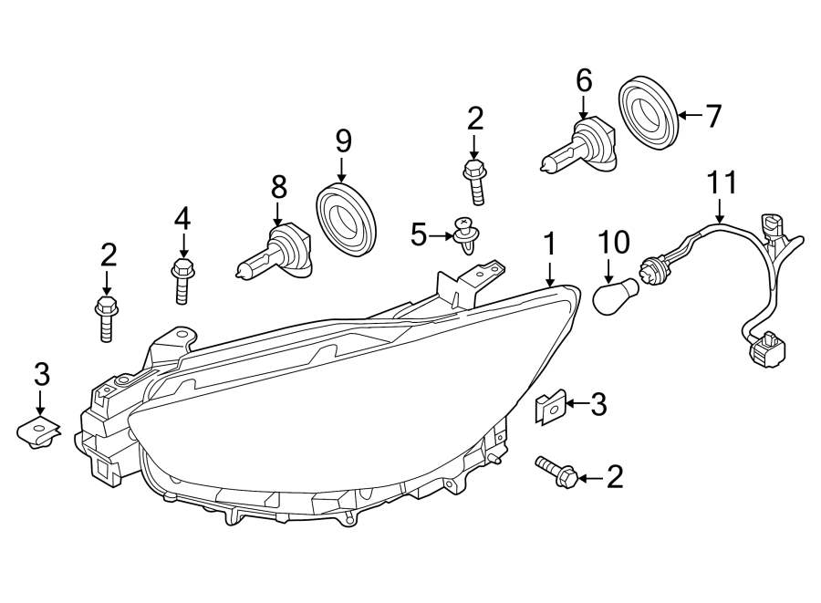 Diagram FRONT LAMPS. HEADLAMPS. for your 2001 Mazda B2300   