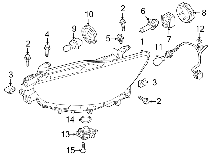 Diagram FRONT LAMPS. HEADLAMPS. for your Mazda MX-5 Miata  