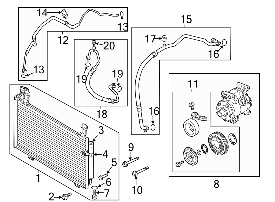 Diagram AIR CONDITIONER & HEATER. COMPRESSOR & LINES. CONDENSER. for your 2018 Mazda MX-5 Miata  Club Convertible 