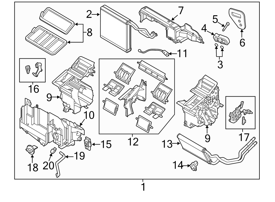 Diagram AIR CONDITIONER & HEATER. EVAPORATOR & HEATER COMPONENTS. for your 2013 Mazda CX-5   