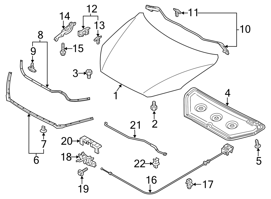 Diagram HOOD & COMPONENTS. for your 2009 Mazda CX-7   